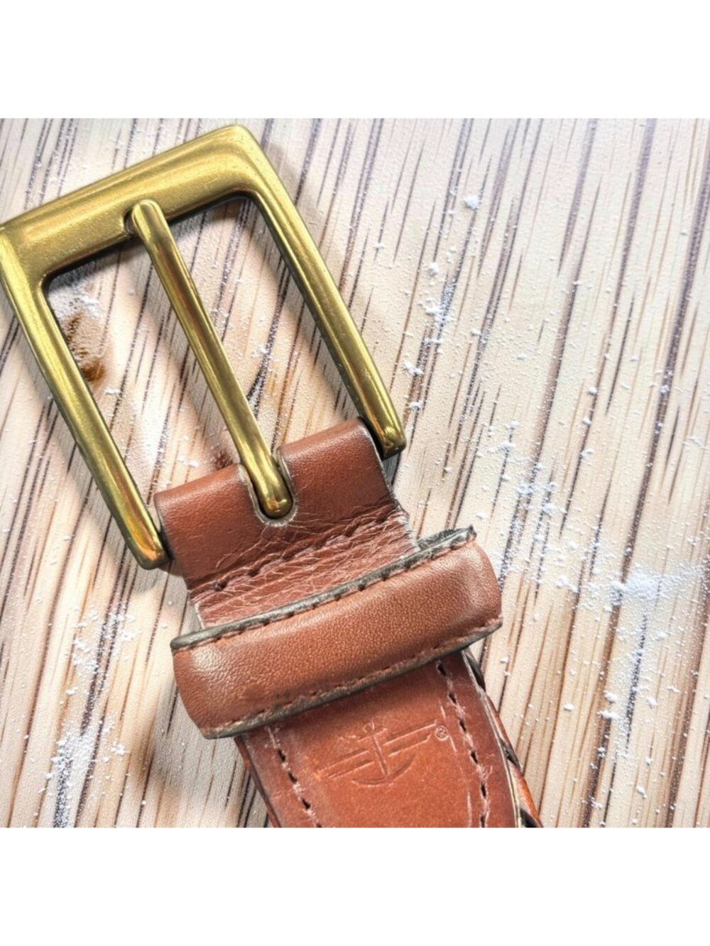 Braided Leather Belt Brown Woven Belt Brass Buckle Classic Preppy Casual Men’s B - Picture 3 of 5